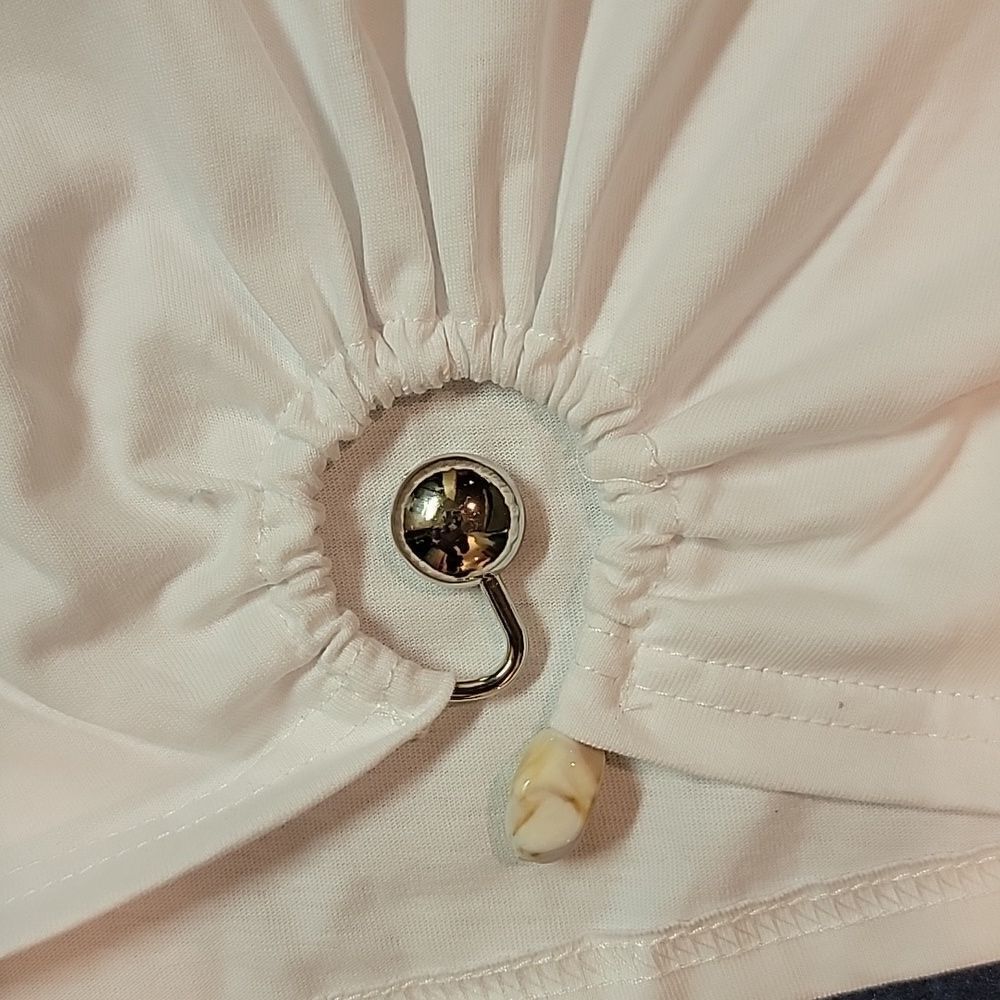 NWOT Muy Muy White Pearl-Embellished Women's Top Sz L - Picture 7 of 9